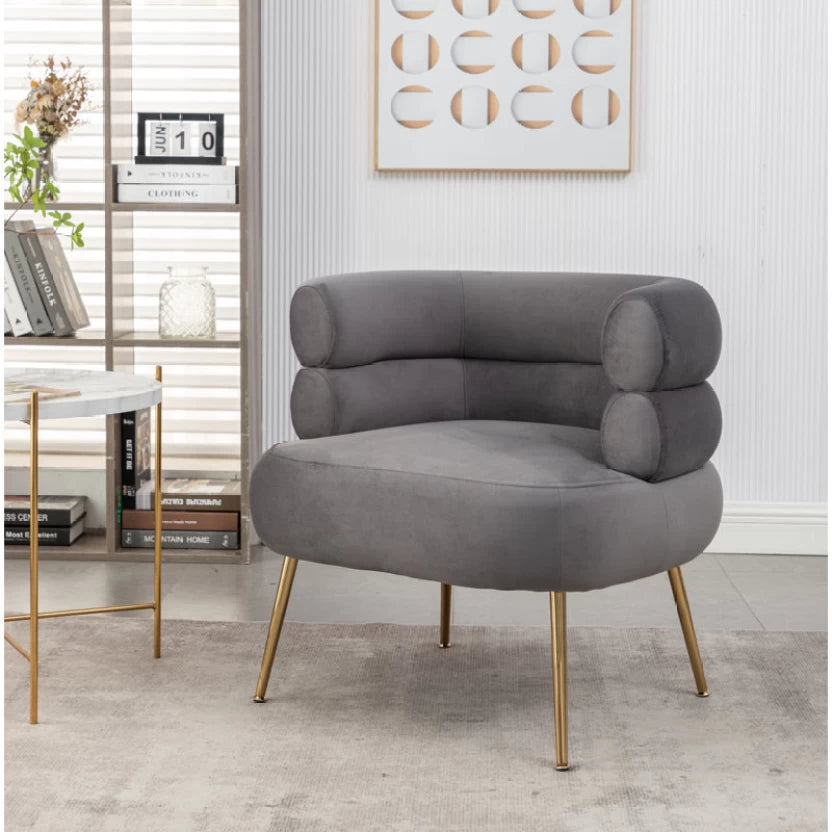 Curved Barrel Accent Armchair Grey Velvet