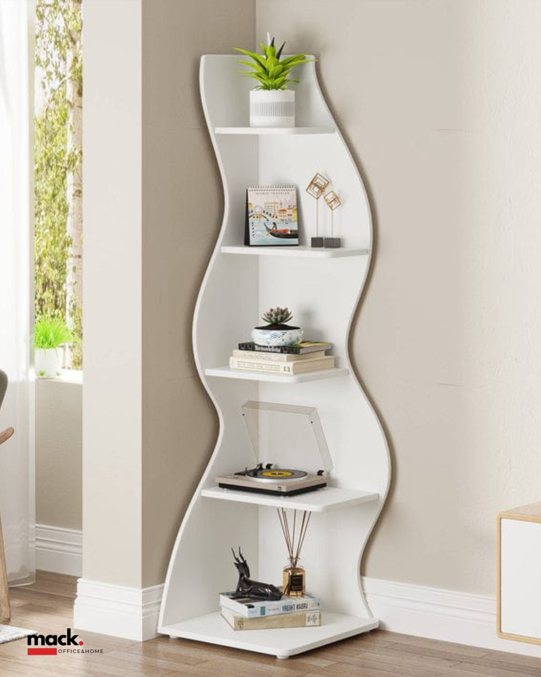 Modern 5-Tier Wall Corner Bookshelf
