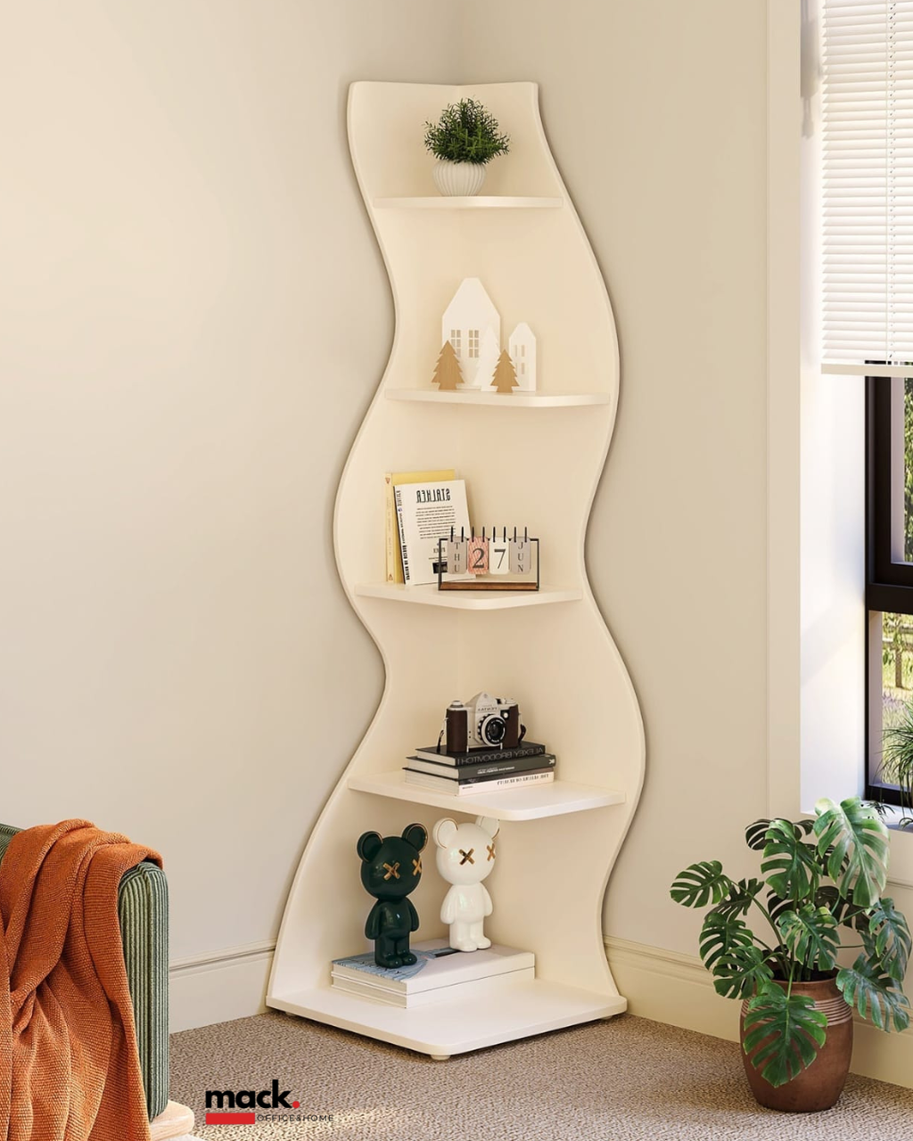 Modern 5-Tier Wall Corner Bookshelf