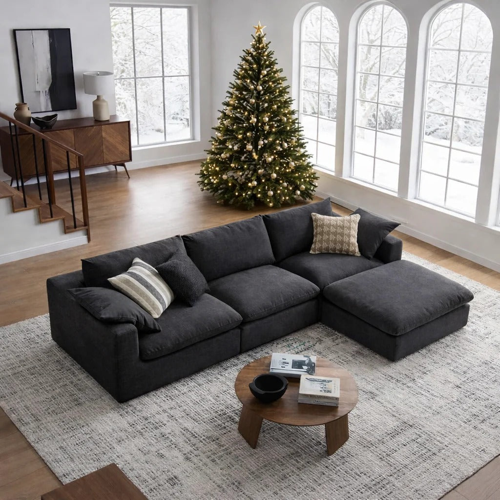 Alia L Shape Sofa Charcoal Grey